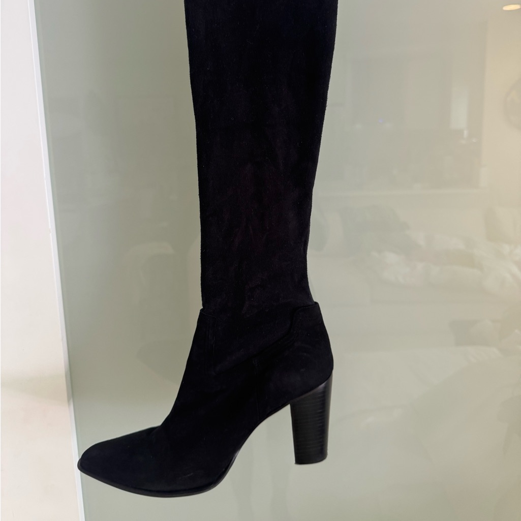 Rachel Zoe Black Over-The-Knee Suede Block Heel Boots